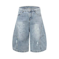 High-Street American-style Distressed Washed Short Denim Culottes