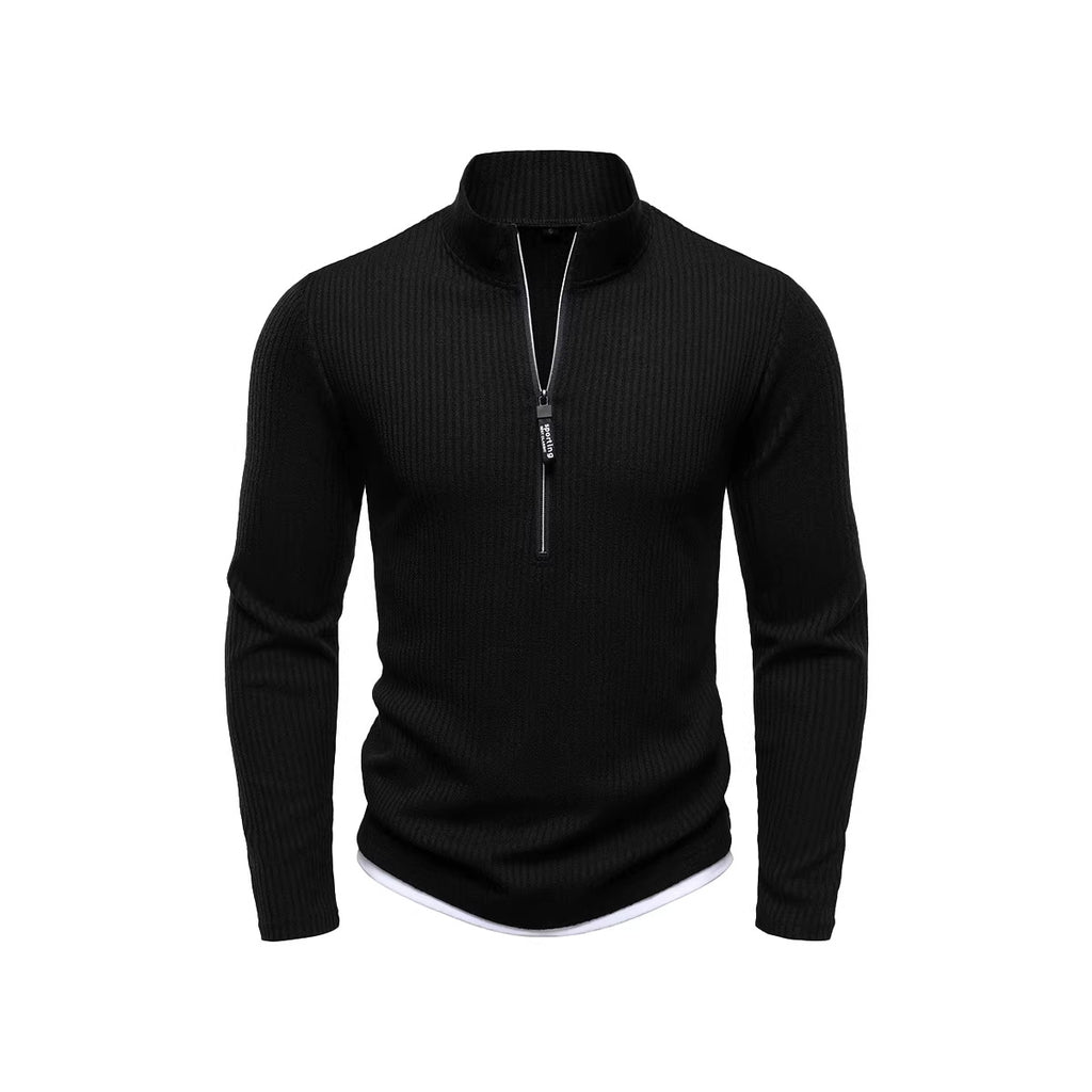 Men's Simple Retro Half-Zip Stand-Up Collar Knit Sweater