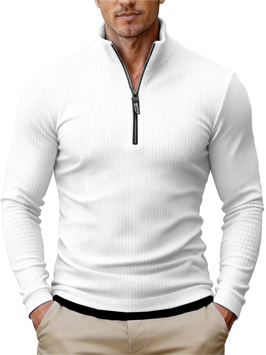 Men's Simple Retro Half-Zip Stand-Up Collar Knit Sweater