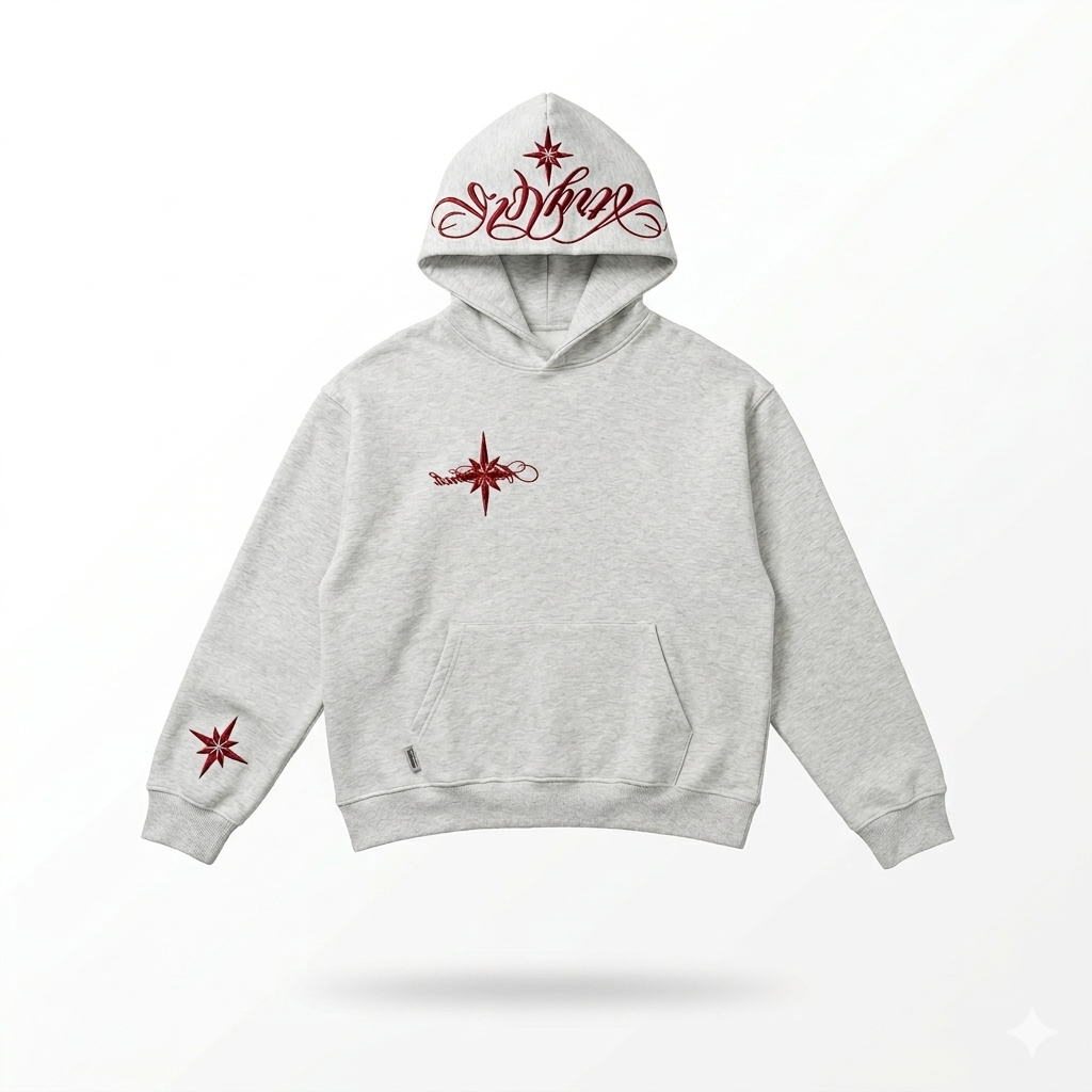 High-Street Bestickter Hoodie-Mantel in lockerer Passform