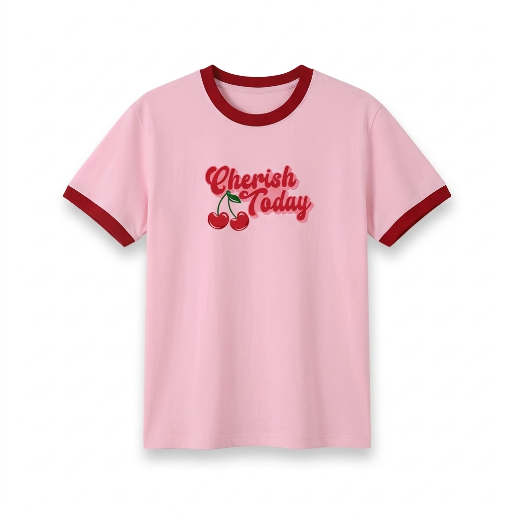Men's Cherry Letter Print T-Shirt
