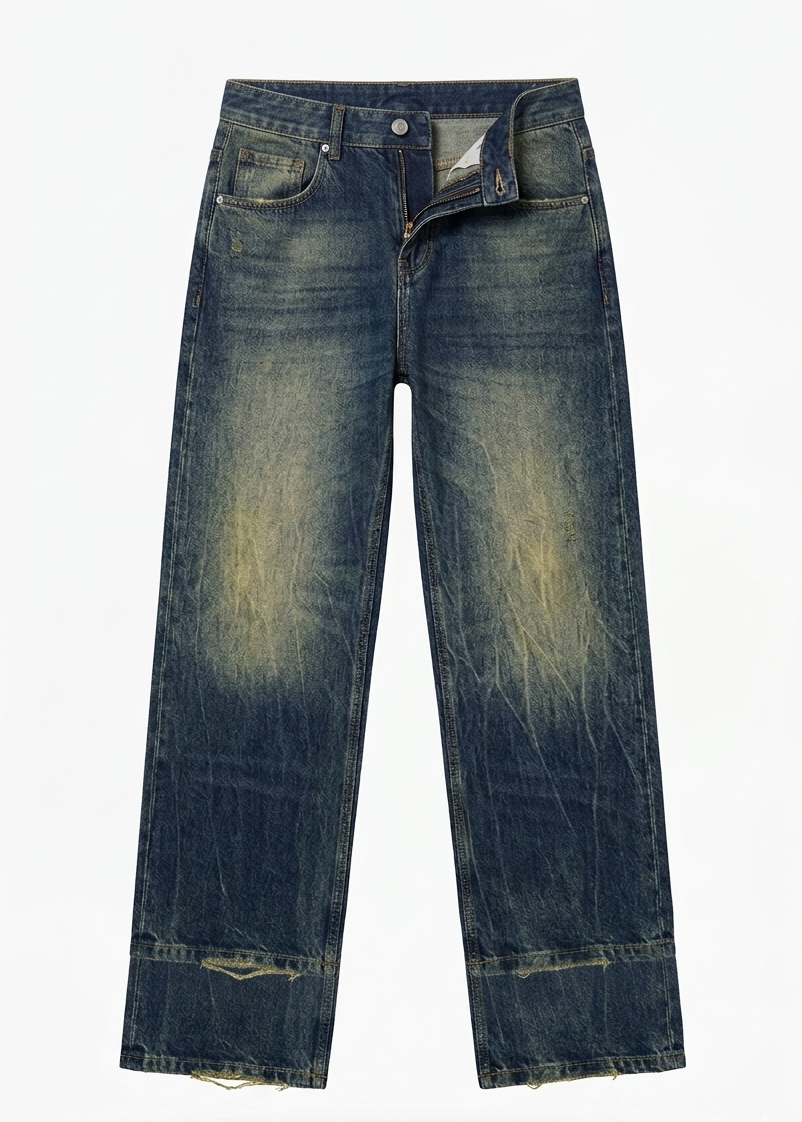 Men's Full Size Wash Wide Leg Jeans Plus Size