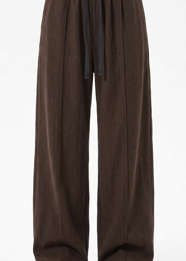 Brown wide-leg pants on a white background