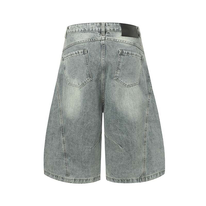 High-Street American-style Distressed Washed Short Denim Culottes