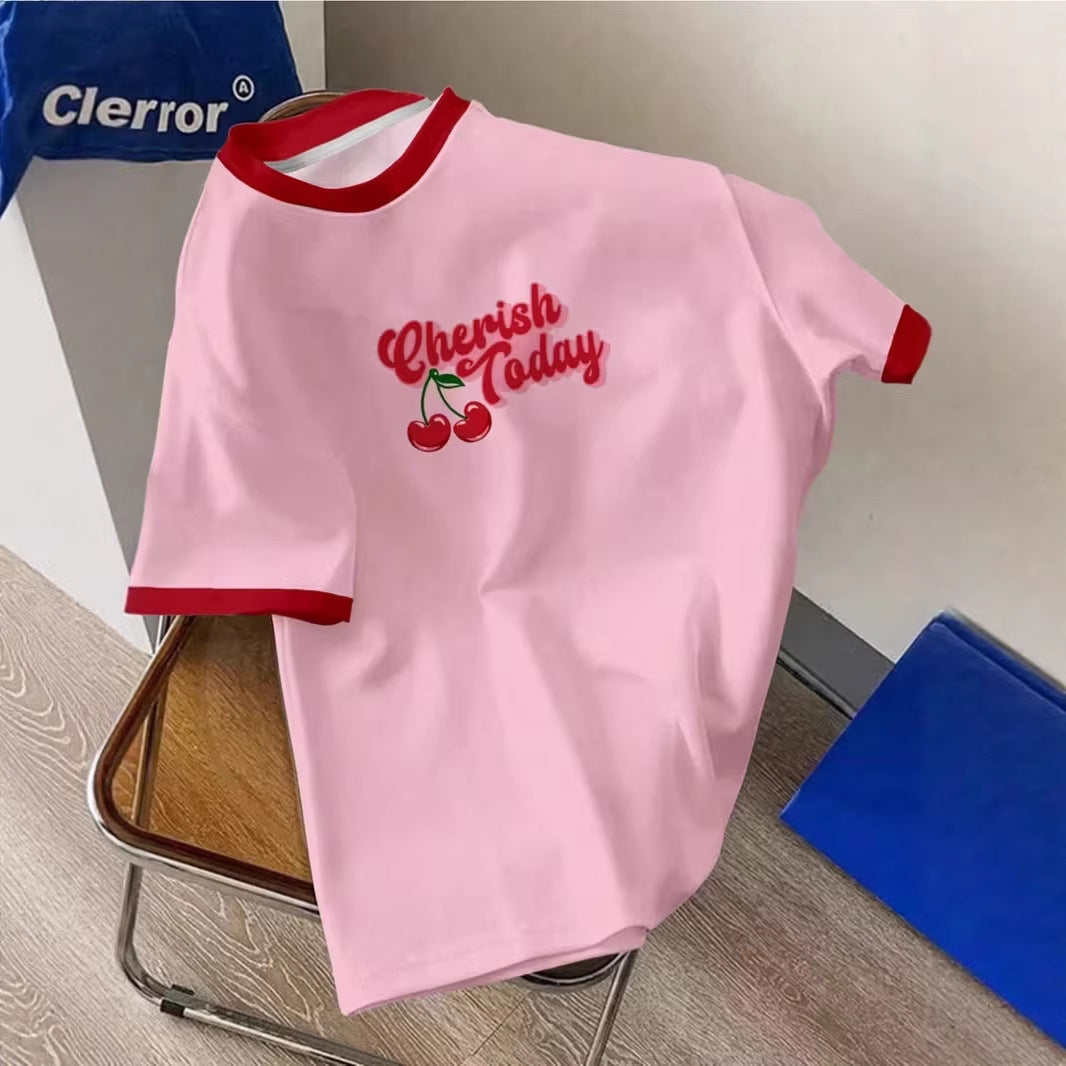 Men's Cherry Letter Print T-Shirt